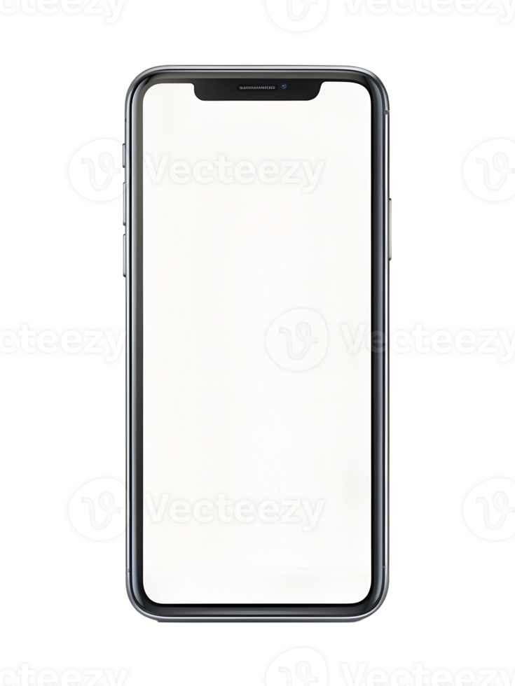 Blank modern smartphone display transparent png