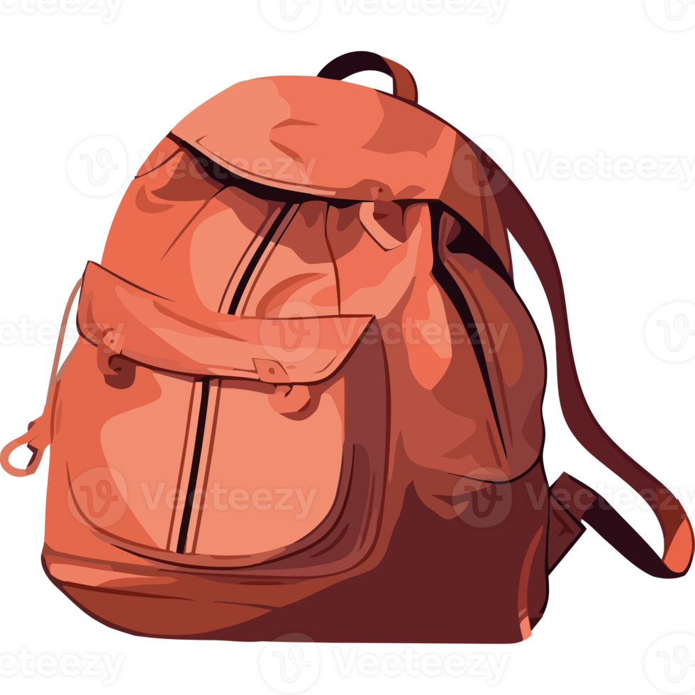 An orange backpack on a black background png