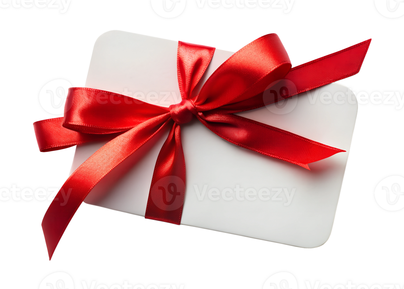 Gift card with red ribbon on white transparent png