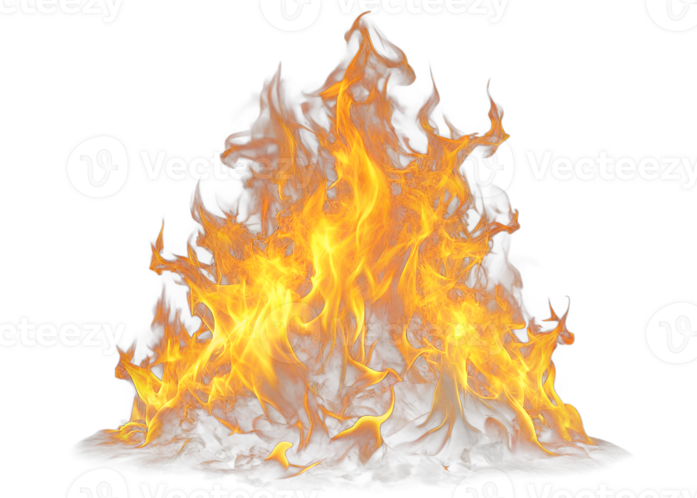 Bright flames engulfing a pile of burning material transparent png