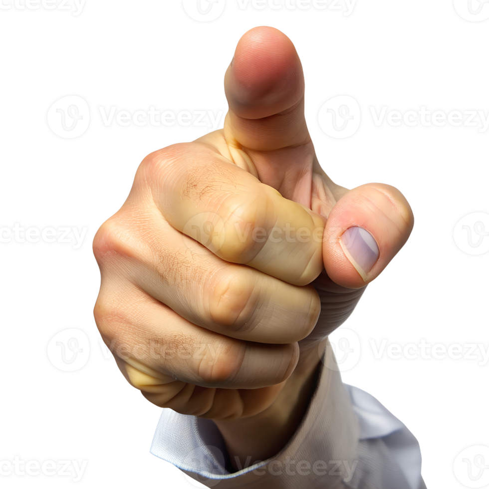 A person pointing assertively with a finger transparent png