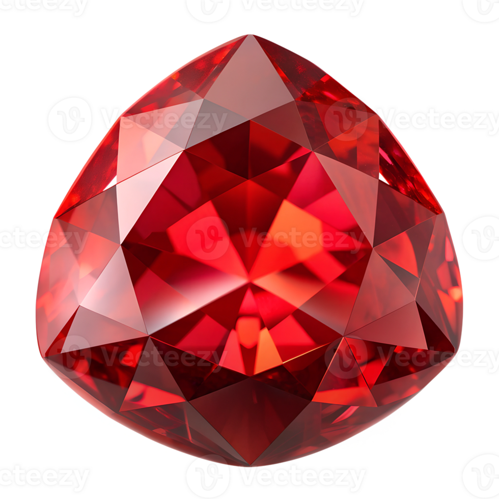 Brilliant red gemstone cut in a unique shape transparent png