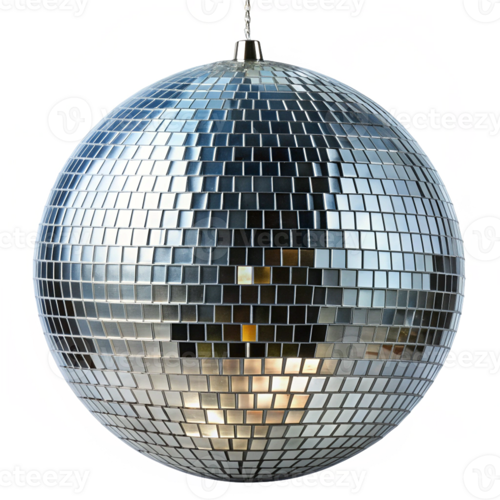 Shimmering disco ball hanging in a bright venue transparent png