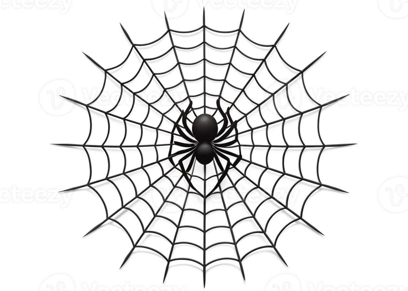 A black spider weaving a web in a quiet space transparent png