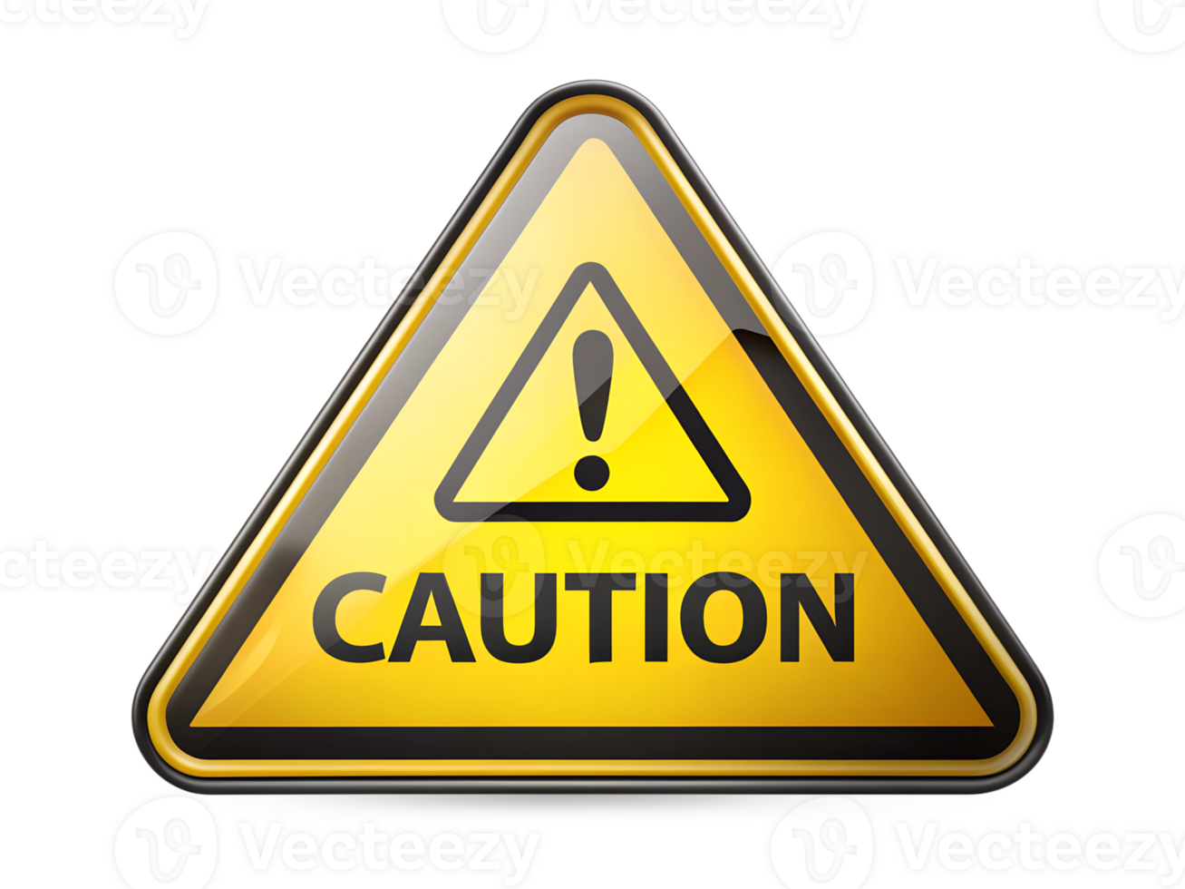 Bold yellow caution sign with alert symbol transparent png