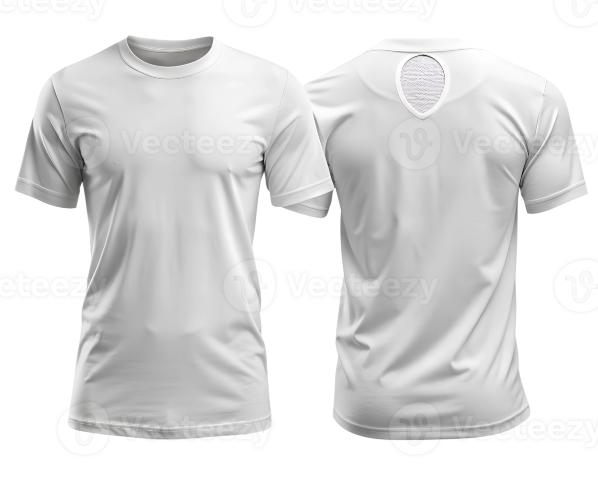 Simple white t shirt displayed from front and back transparent png