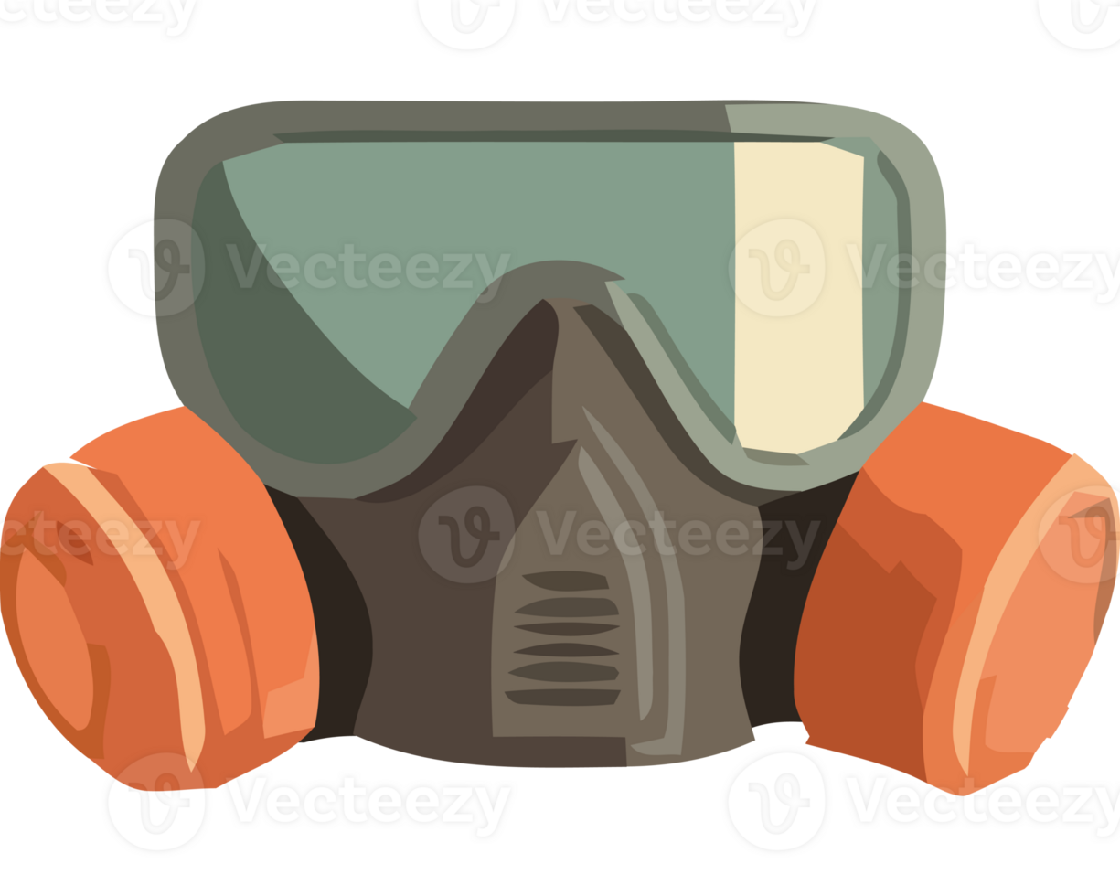 A gas mask and goggles on a black background png