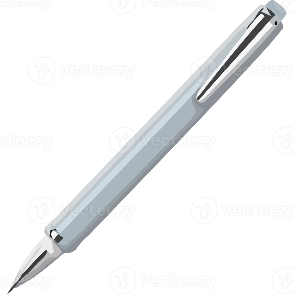 A pen with a silver tip on a black background png