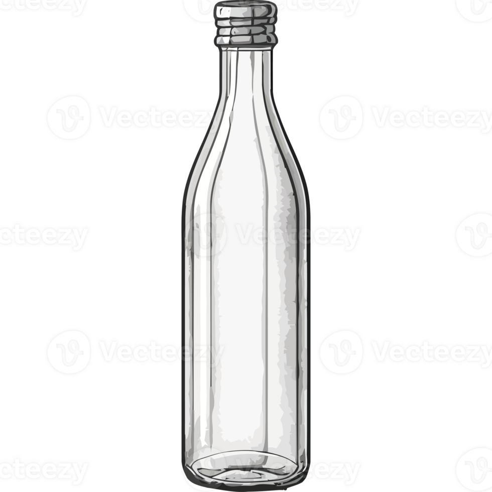 A clear glass bottle with a black background png
