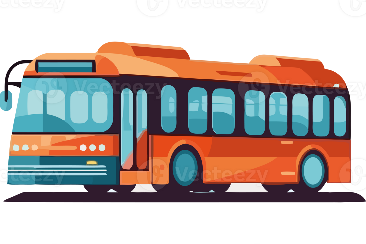 An orange bus on a black background png