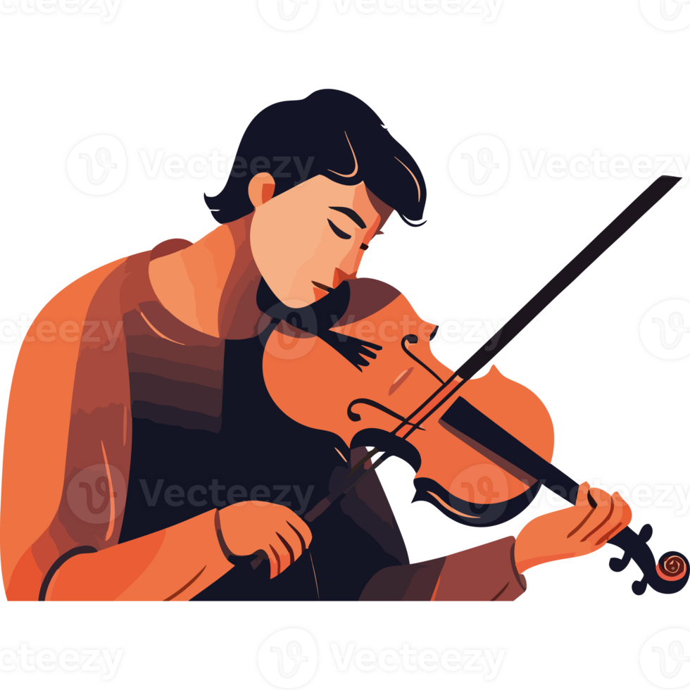 A man playing the violin on a black background png