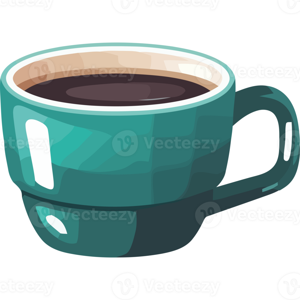 A cup of coffee is shown on a black background png