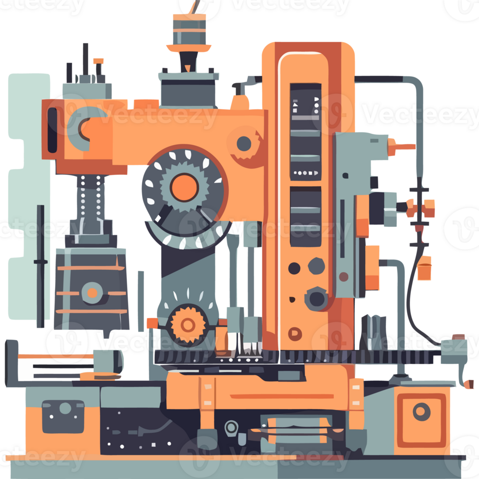 An illustration of a machine that is orange and black png