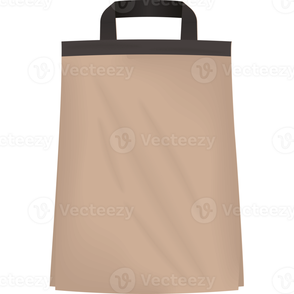A brown paper bag with black handles png
