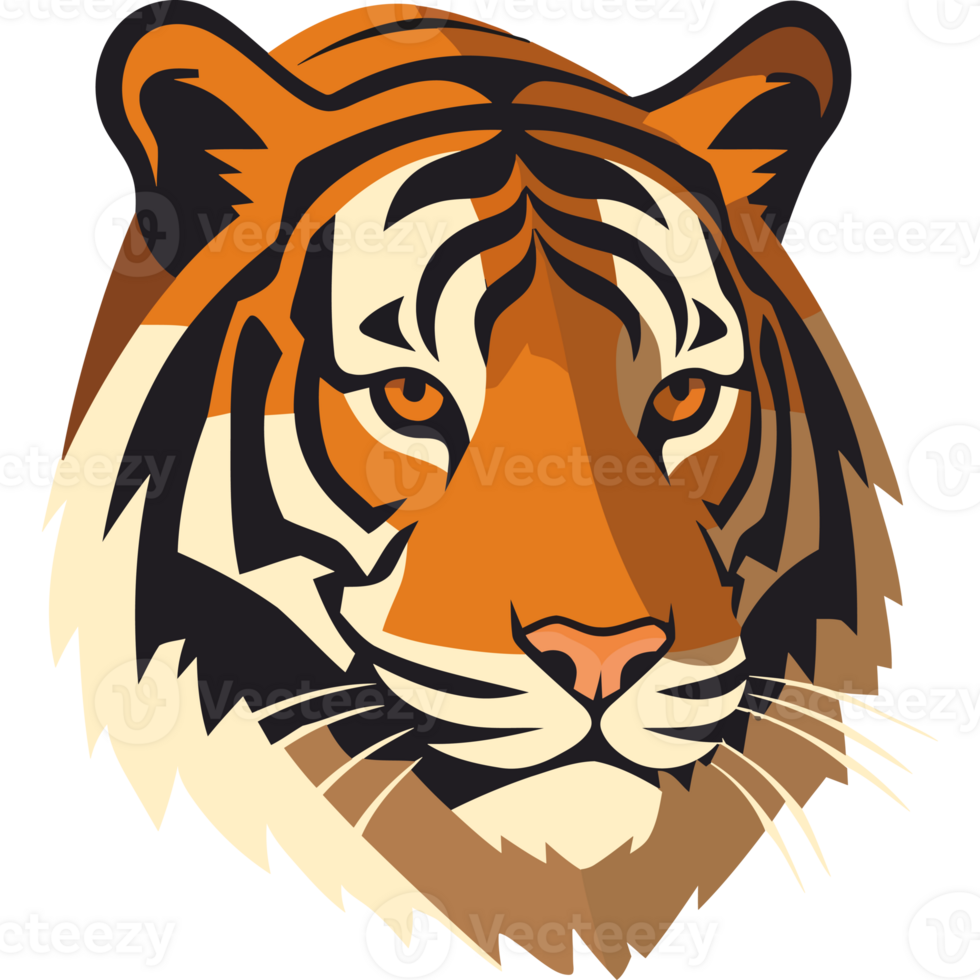 A tiger head with a black background png