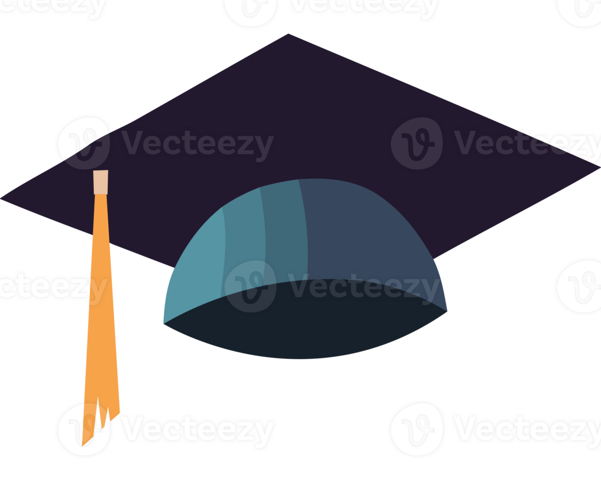 A graduation cap and tassel on a black background png