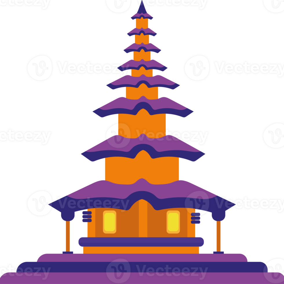 A pagoda with purple and orange colors png