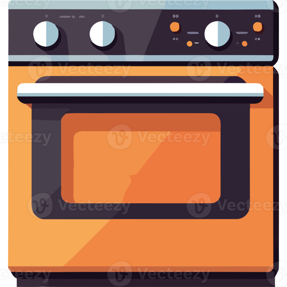 An orange oven with a black background png
