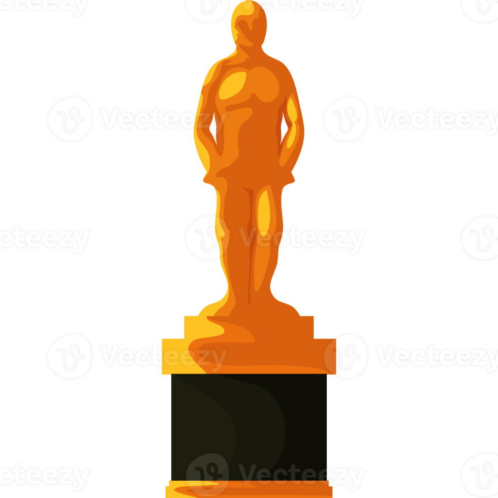 The oscar statue is shown on a black background png