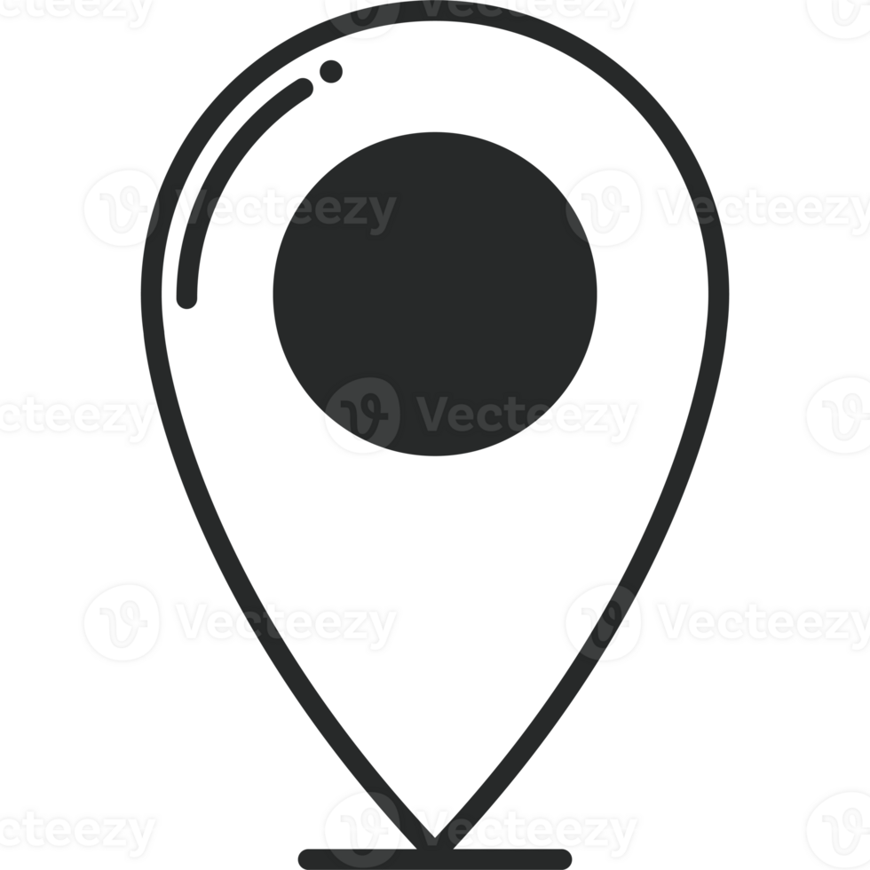 A location marker icon on a black background png