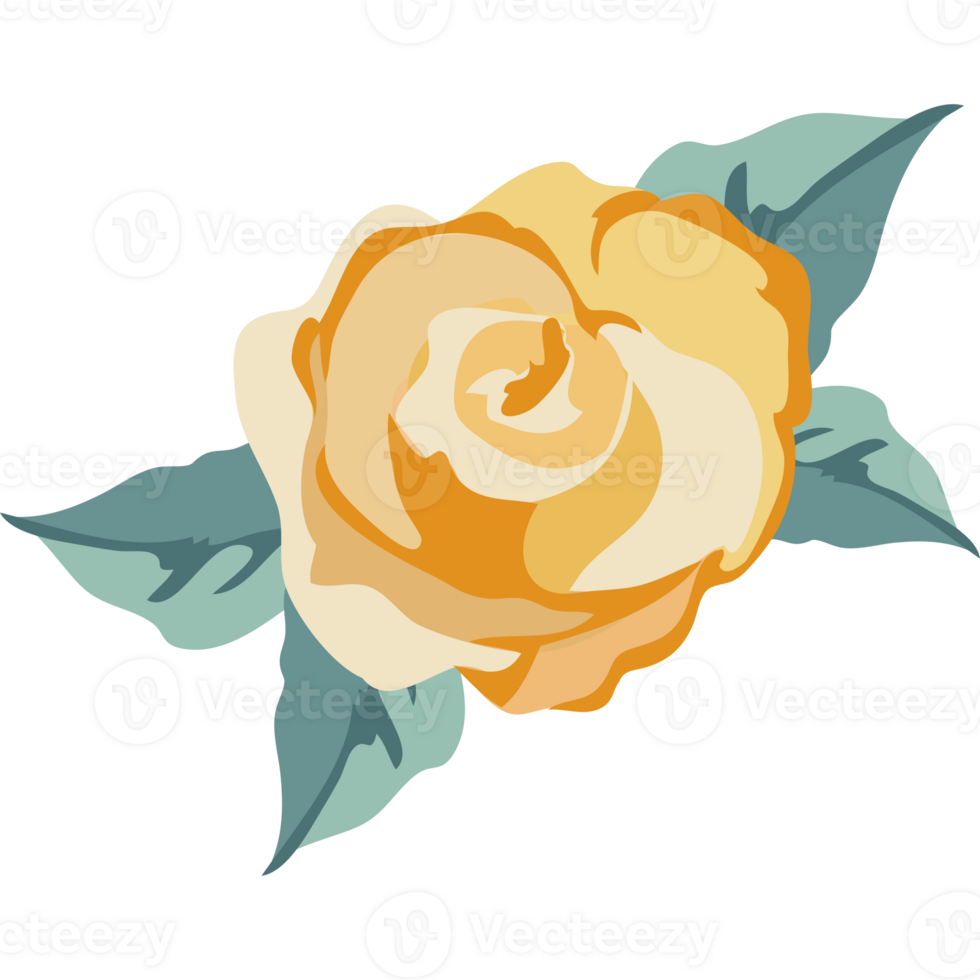 A yellow rose with leaves on a black background png