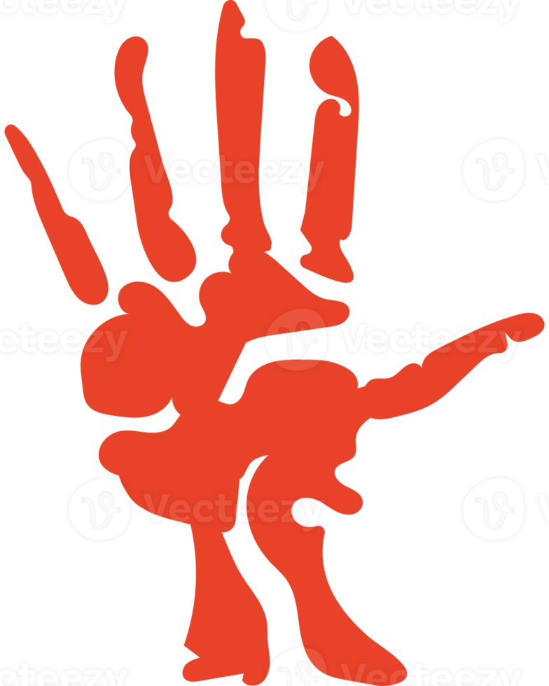 A red hand with a black background png