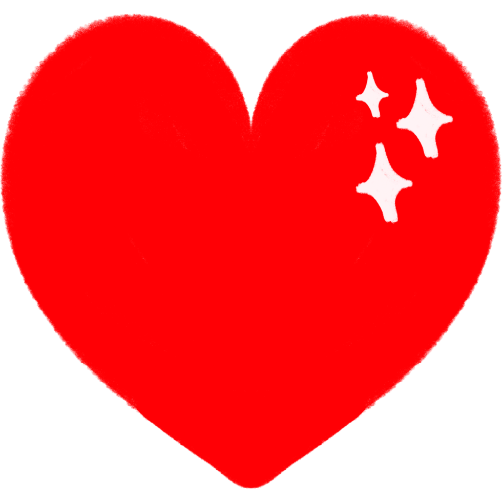 Sparkle Red Heart Cute Doodle Illustration png