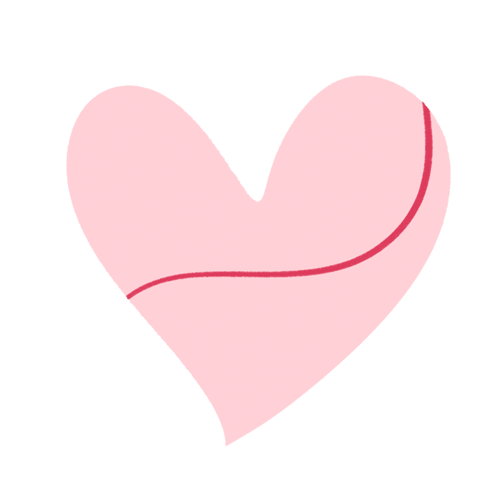 Curve Cute Pink Heart Doodle Illustration png