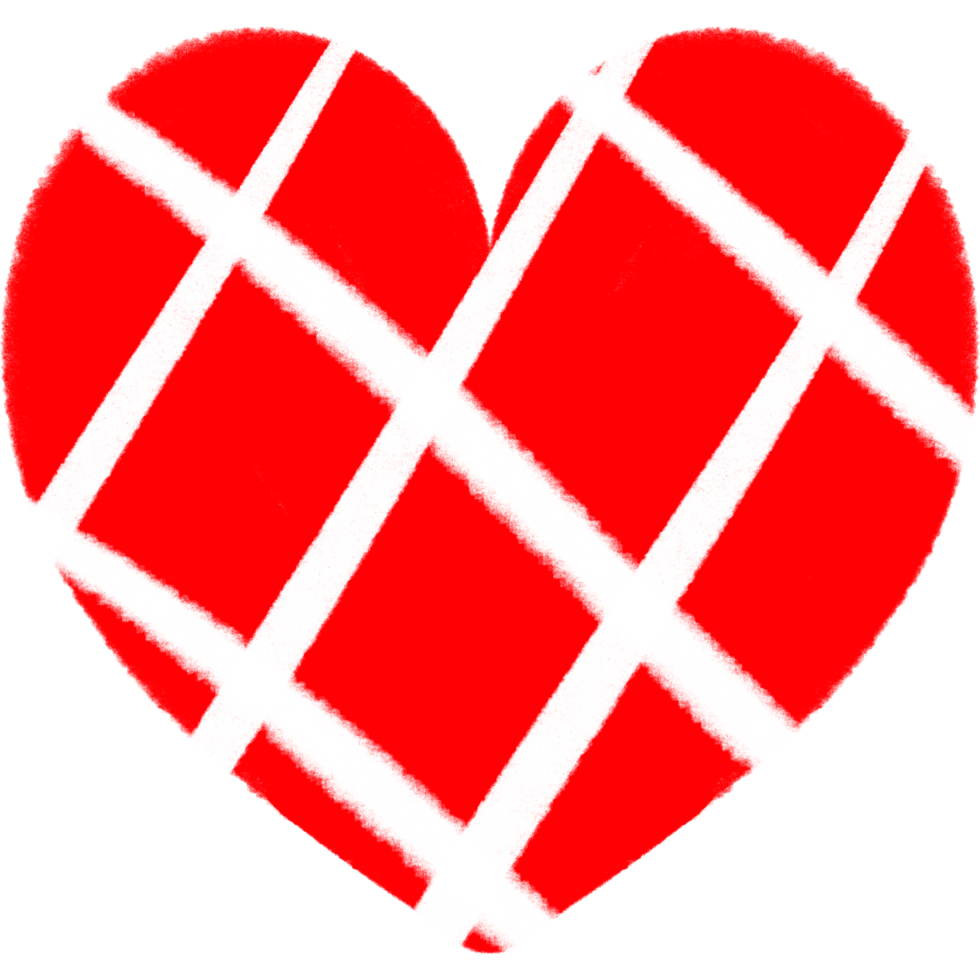 Diagonal Grid Red Heart Cute Doodle Illustration png