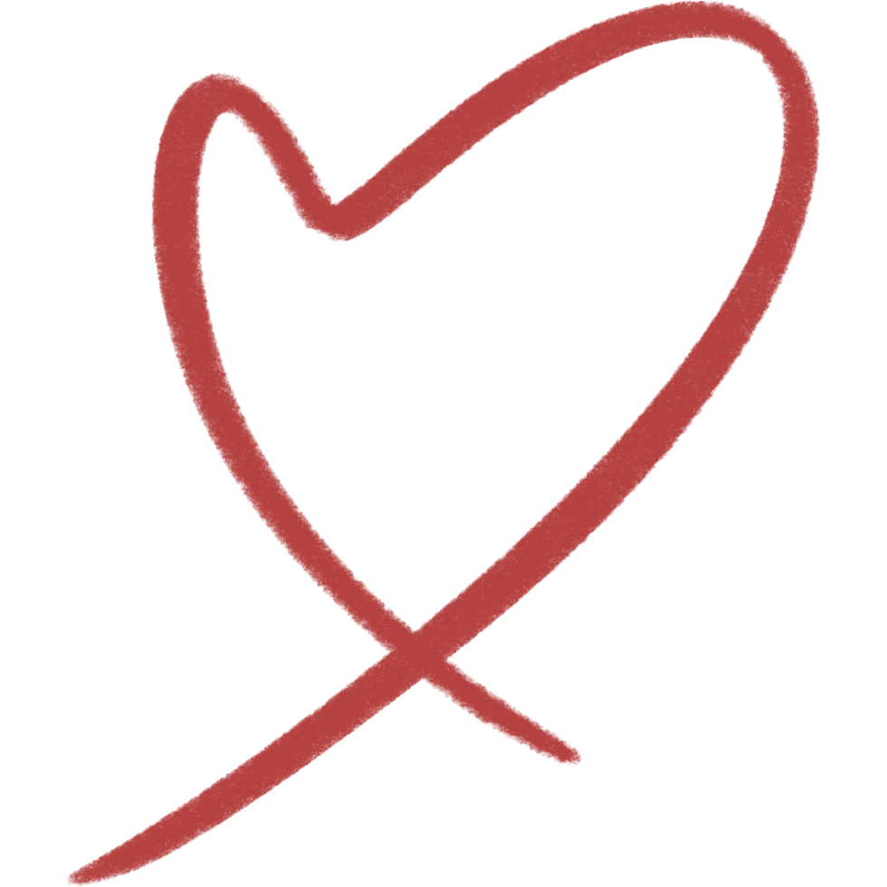 Hand drawn pink heart outline filled with warmth and tenderness png