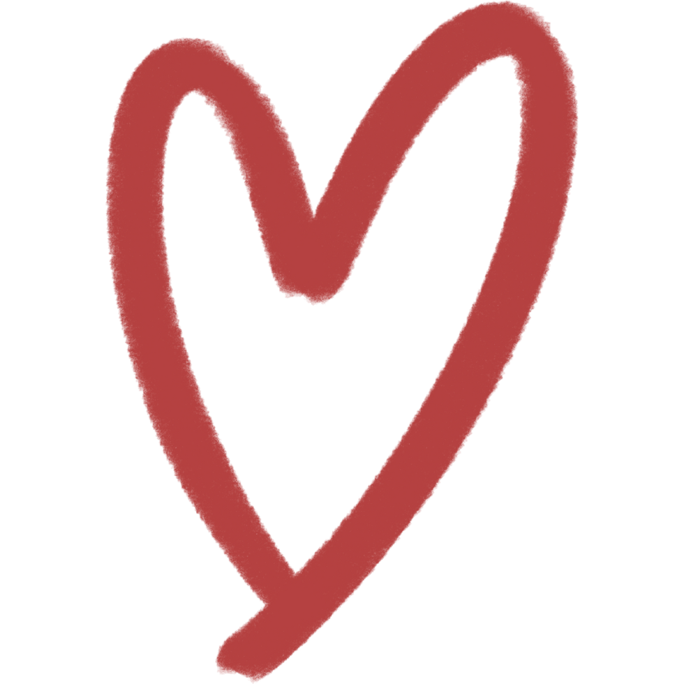 Elegant pink heart drawn with smooth continuous lines png