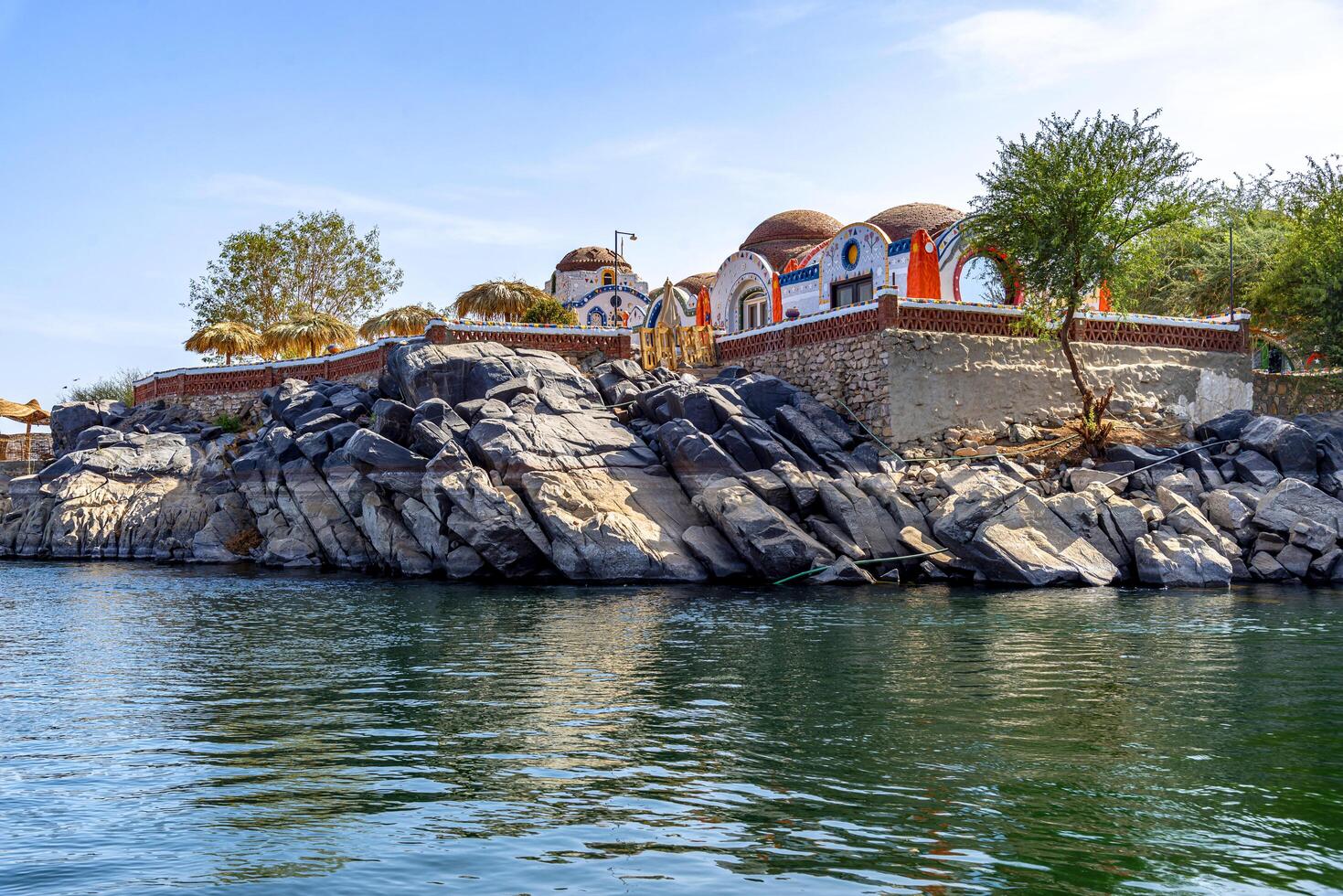 Nubian village on the Nile River in Aswan, Egypt photo