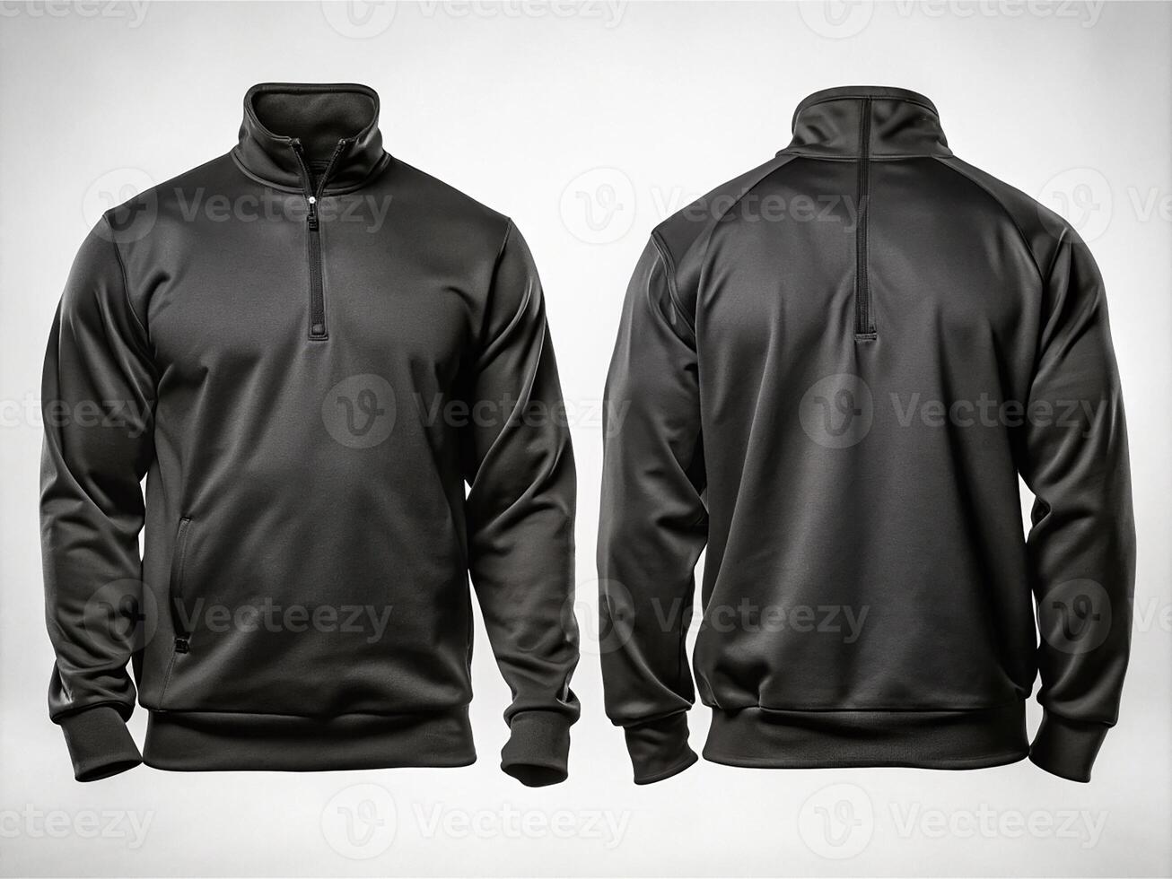 Black hoodie mockup, front and back view, isolated on gray background photo