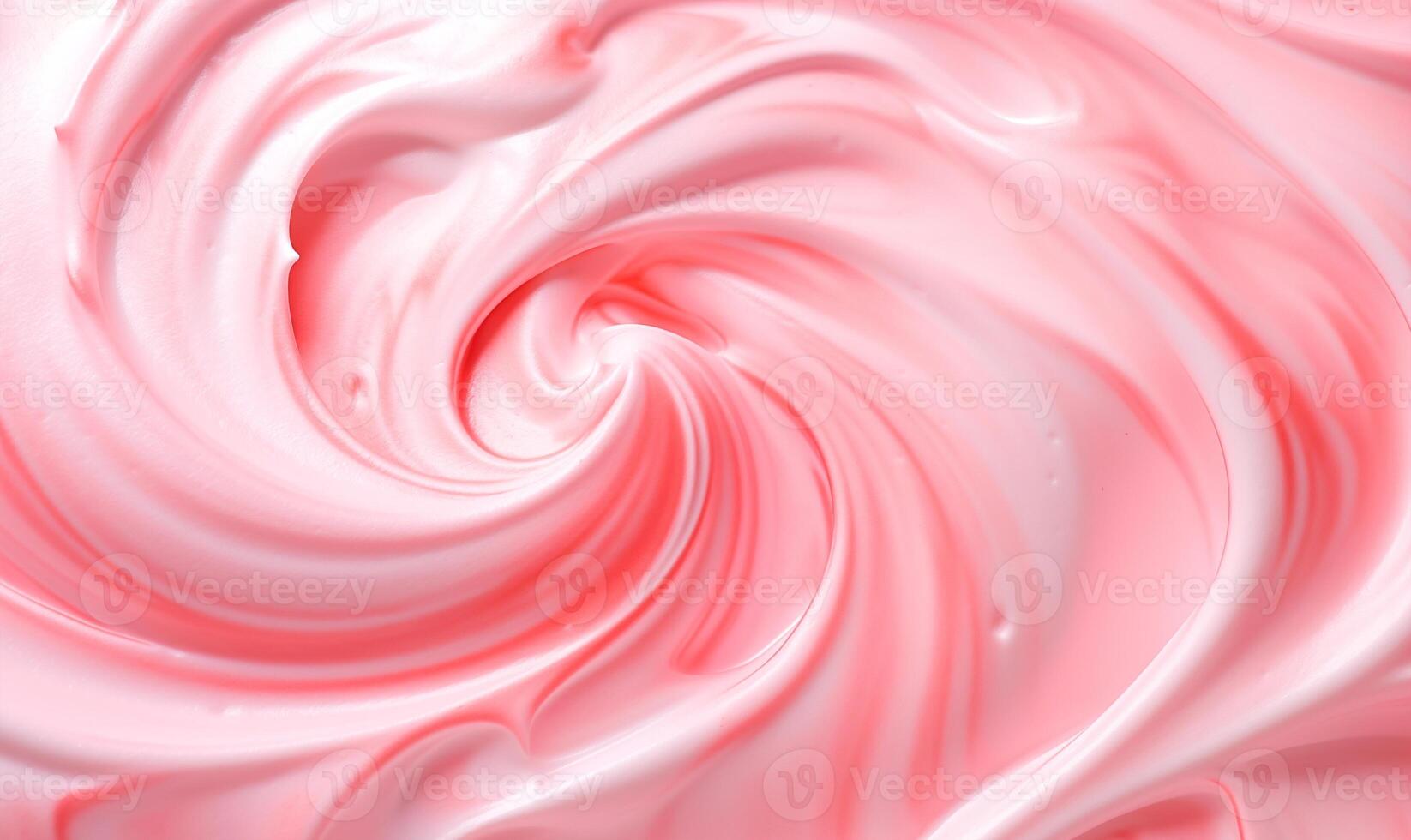 Strawberry yogurt swirl close up, berry cream texture, top view background photo