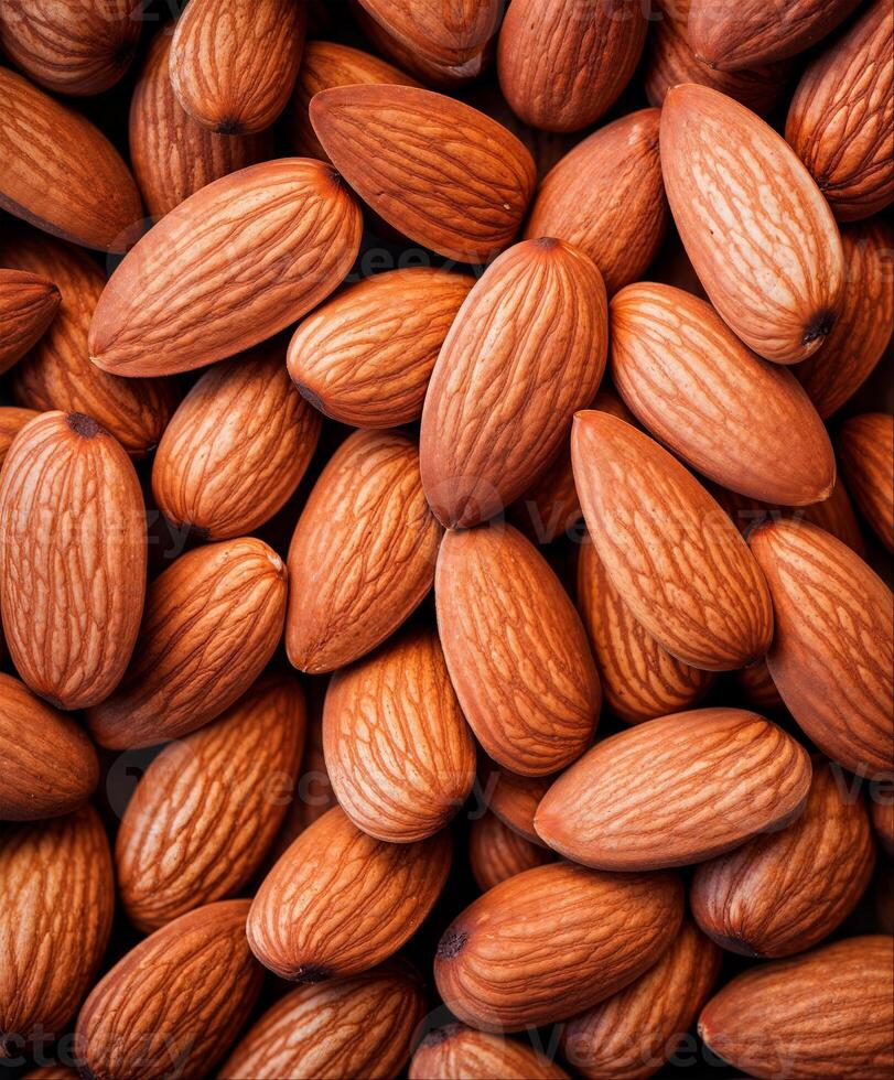 Almond background, top view texture, close up of nuts neap photo