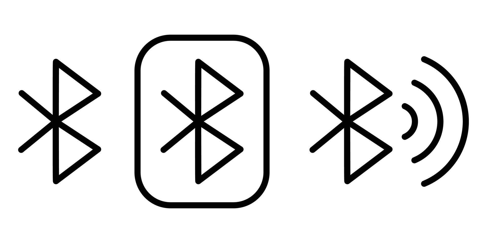 Bluetooth icon set, simple trendy flat style line and solid icon, For apps, logo, websites, symbol, UI, UX, graphic. vector