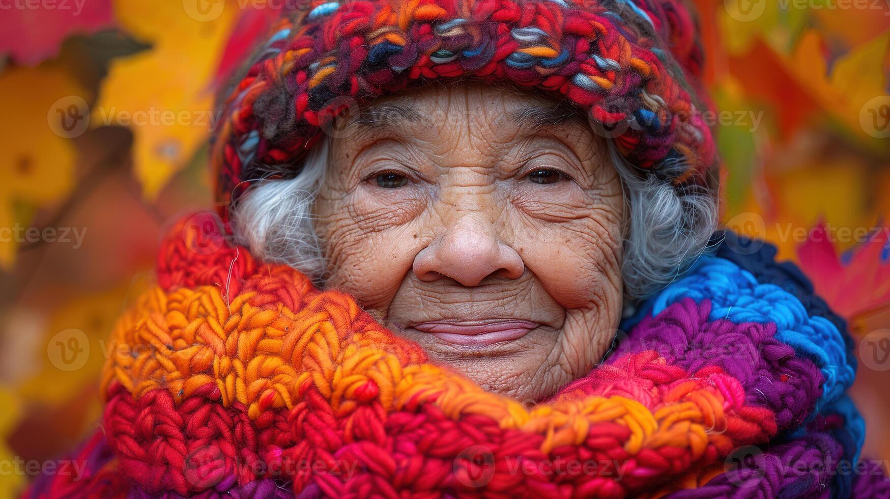banner portrait of an elderly woman with gray hair photo