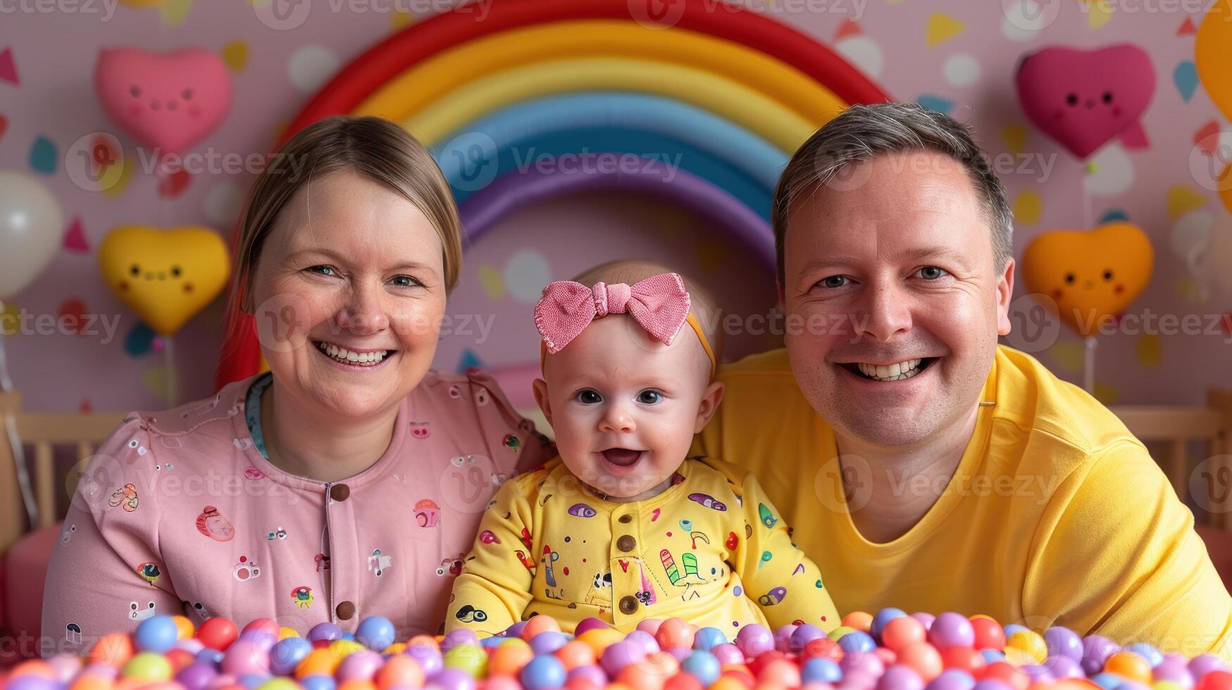 Fun, family home with love, support and laughing with parents and kid. photo