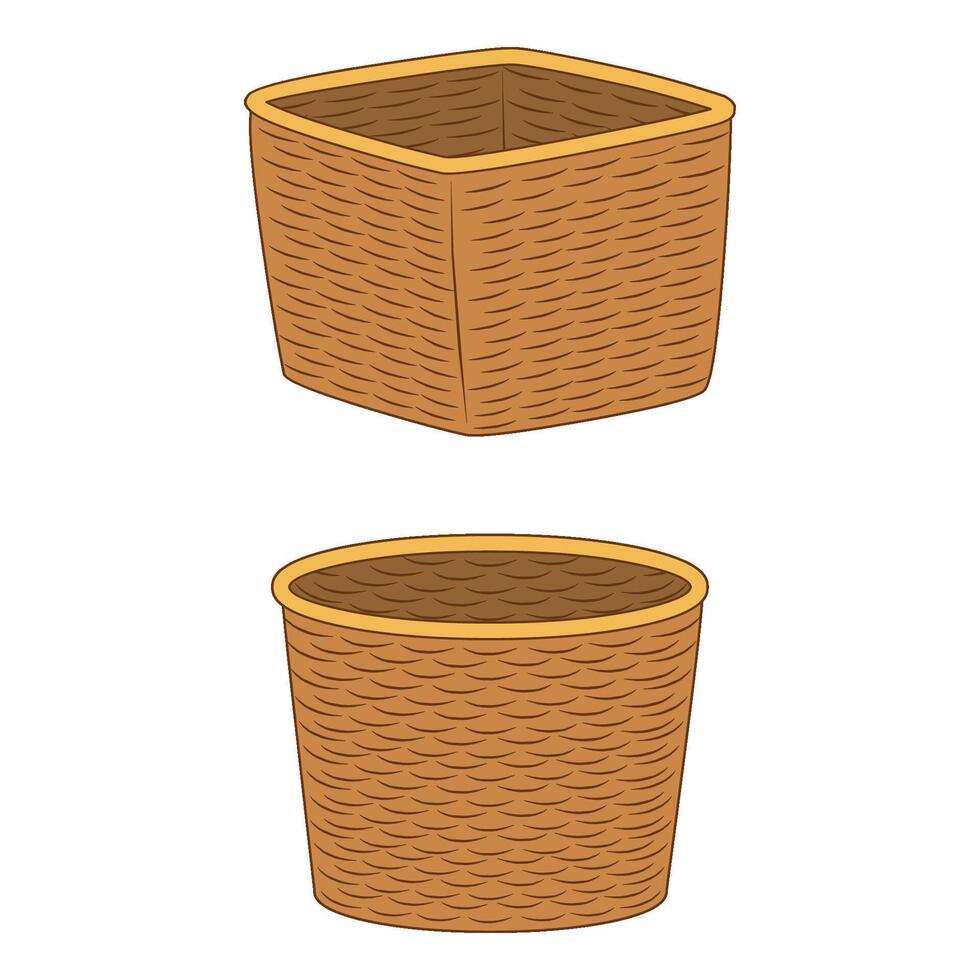 Brown containers for storage, Baskets boxes and hampers vector