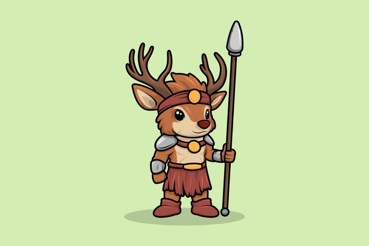 Tribe Deer Warrior Character Cartoon Mascot vector