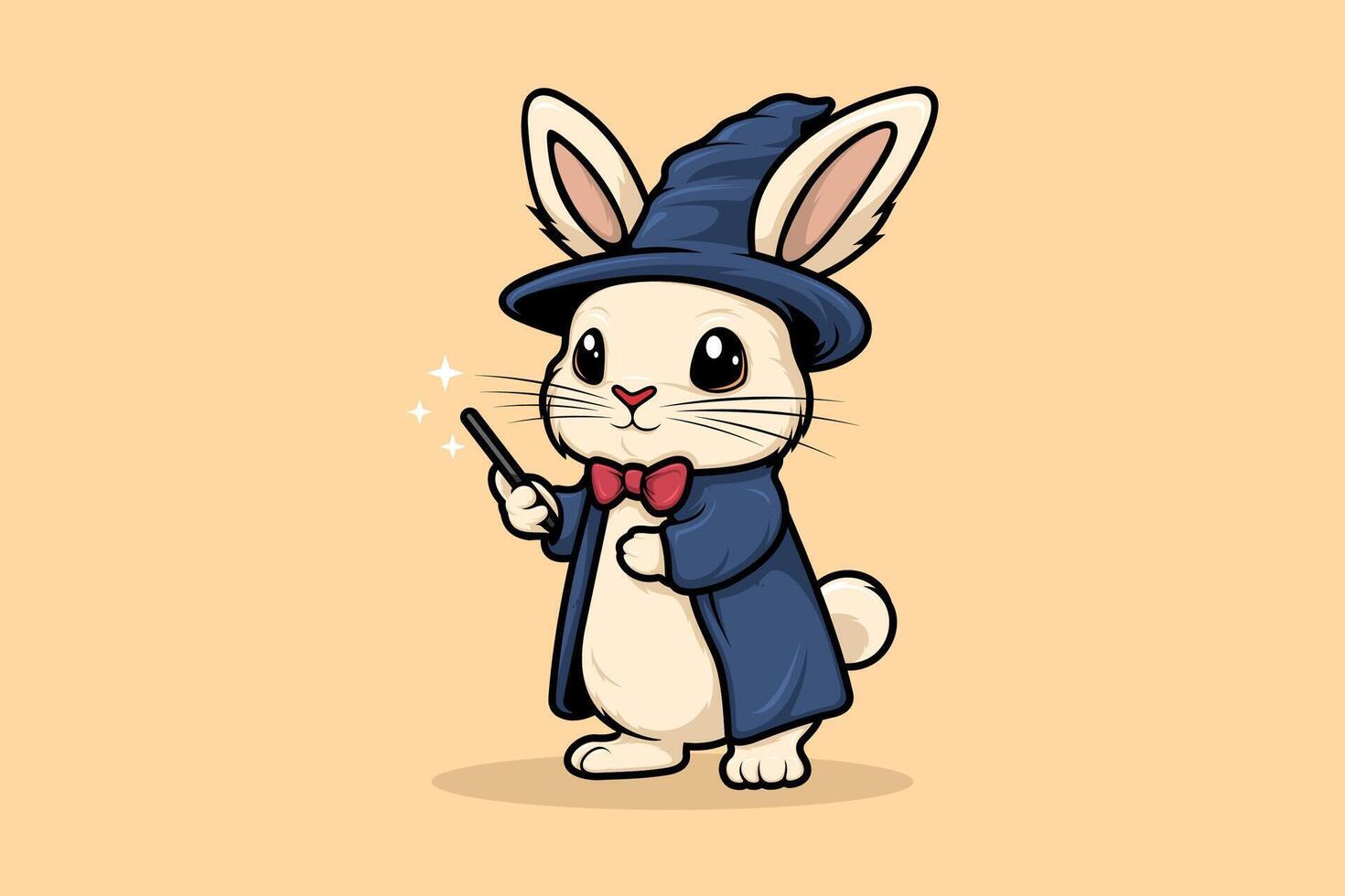 Cute Wizard Rabbit Cartoon Character Mascot vector