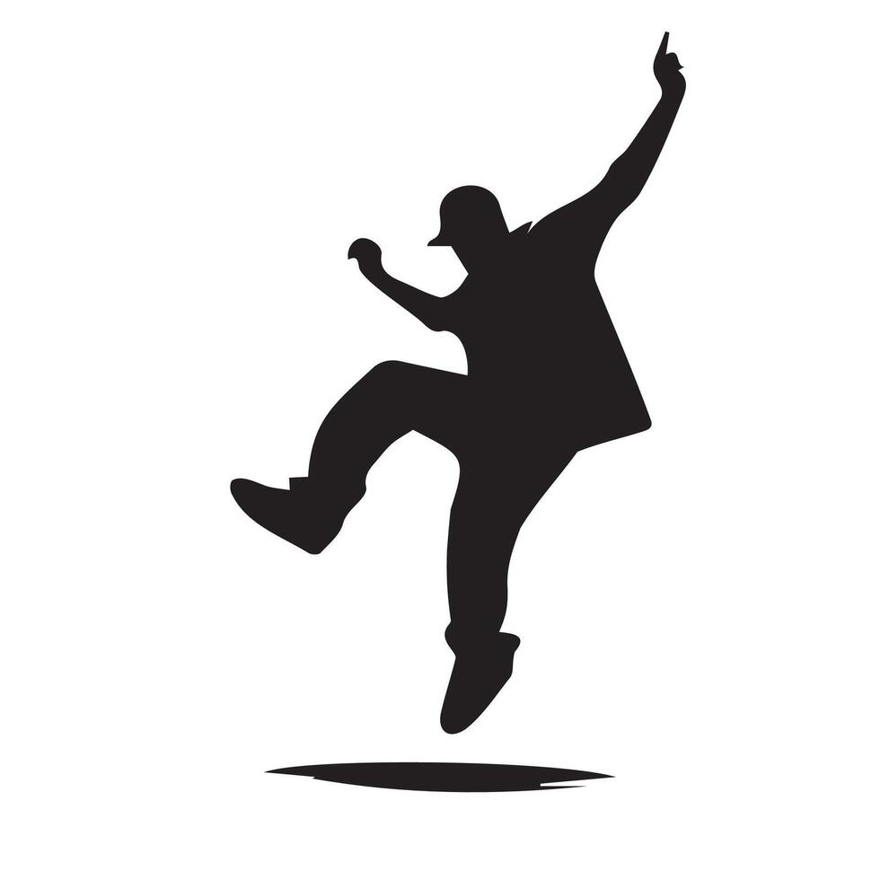Silhouette Break Dance Jumping Pose Illustration vector