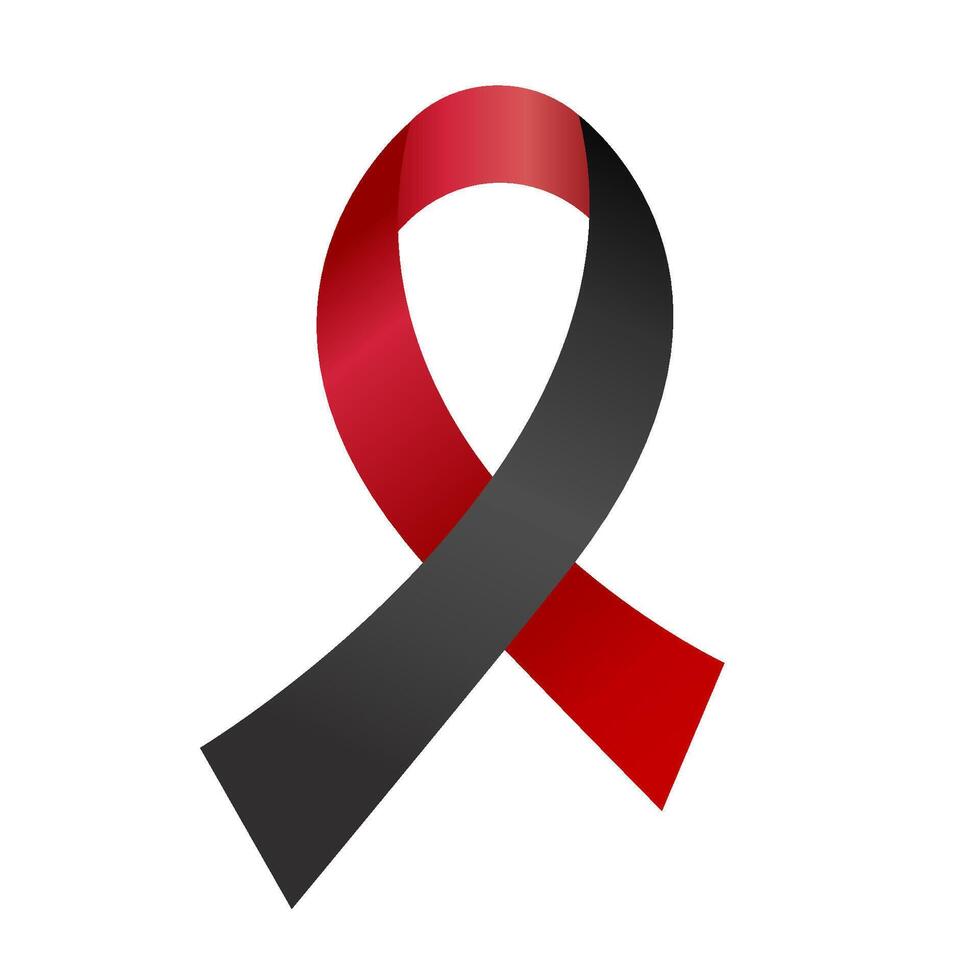 Red and black ribbon awareness Black Lives Matter, Murder Victims, Sepsis, Shwachman-Diamond Syndrome vector
