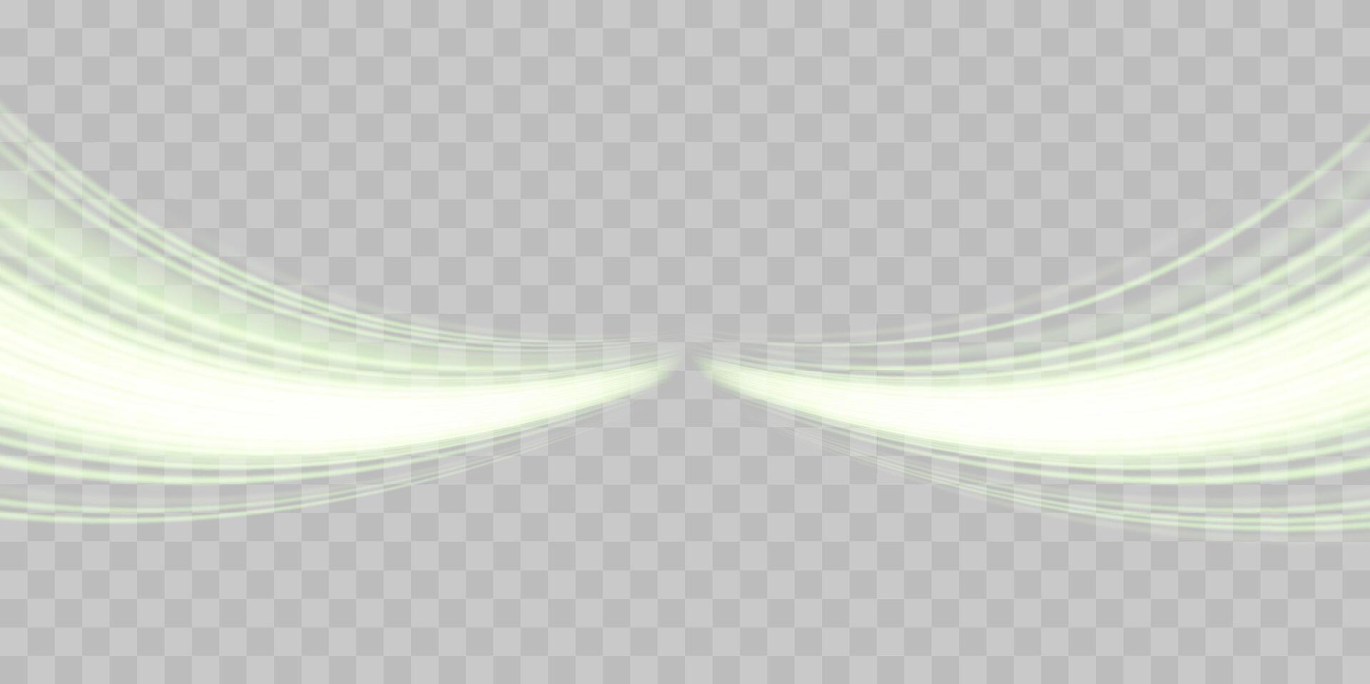 Speed rays, velocity light neon flow, zoom in motion effect, green glow speed lines, colorful light trails, stripes. vector