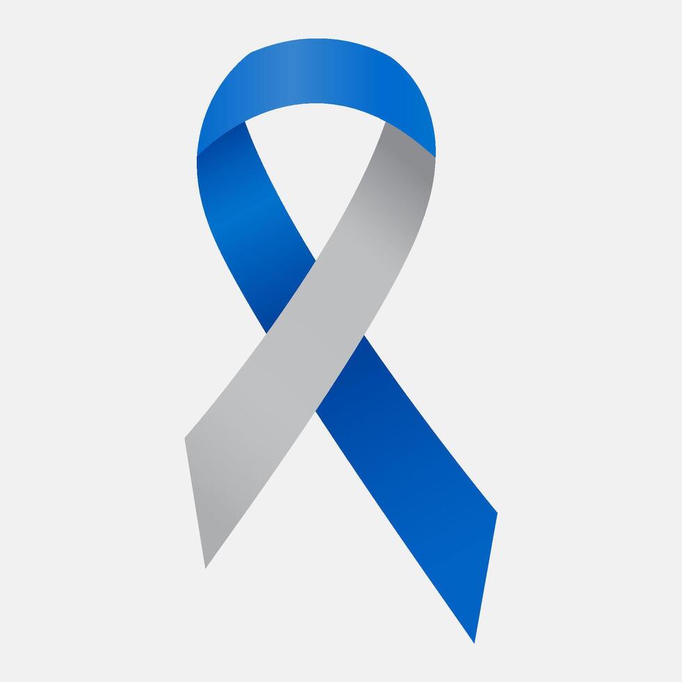 Blue and gray ribbon awareness Diabetes. Isolated on white background. vector