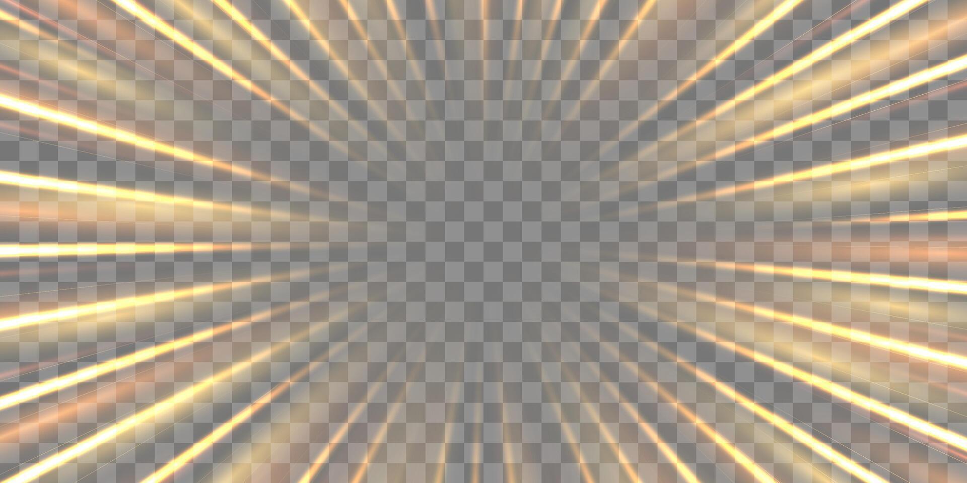 Radial speed rays, light neon flow, zoom in motion effect, orange glow speed lines, colorful light trails, perspective stripes. vector