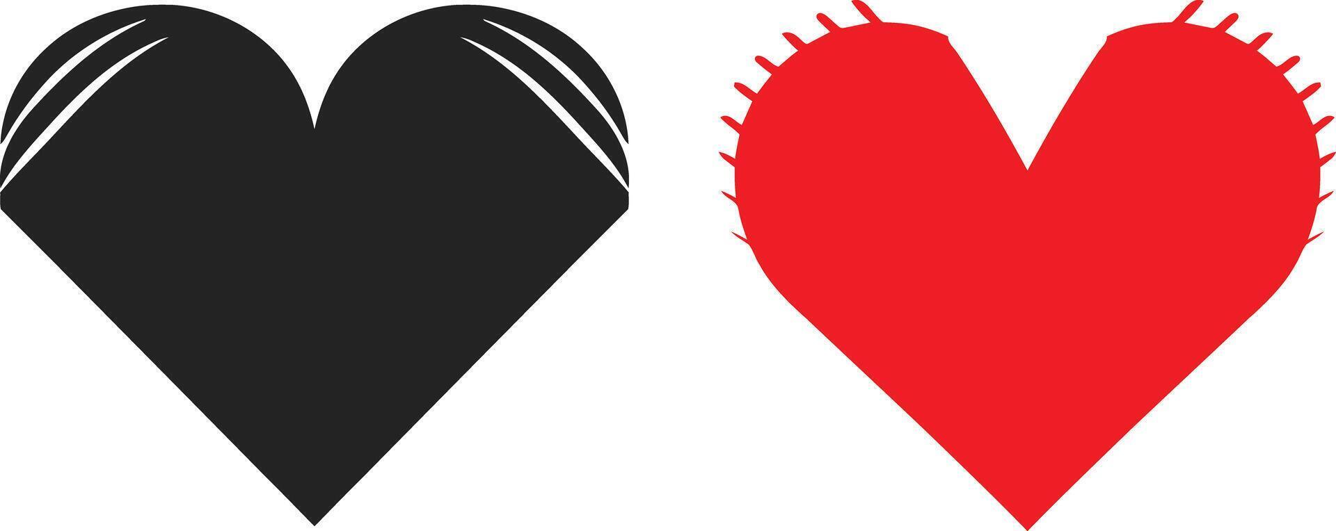 Hearts Set Black and Red Stitched Heart Designs vector