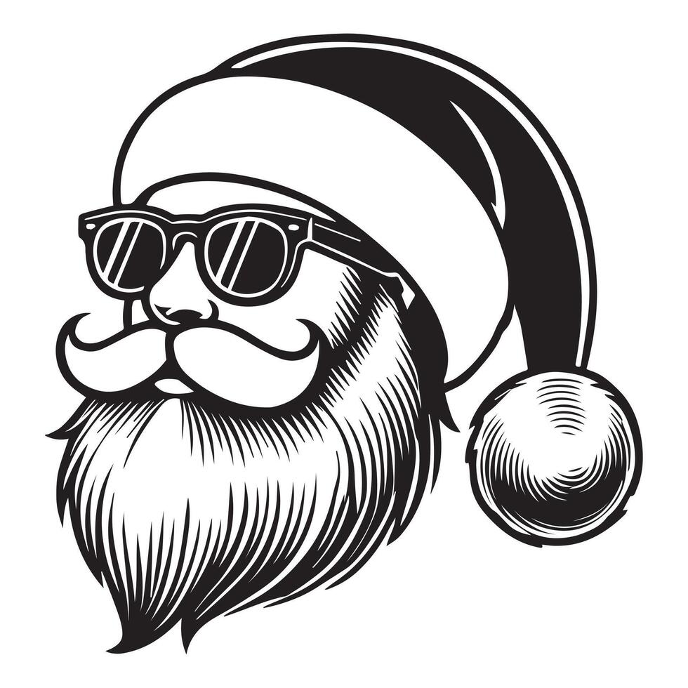 Santa claus with sunglasses and beard illustration vector