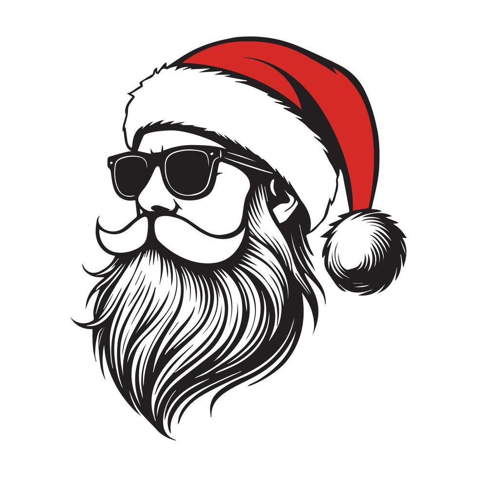 Santa claus with sunglasses and beard illustration vector