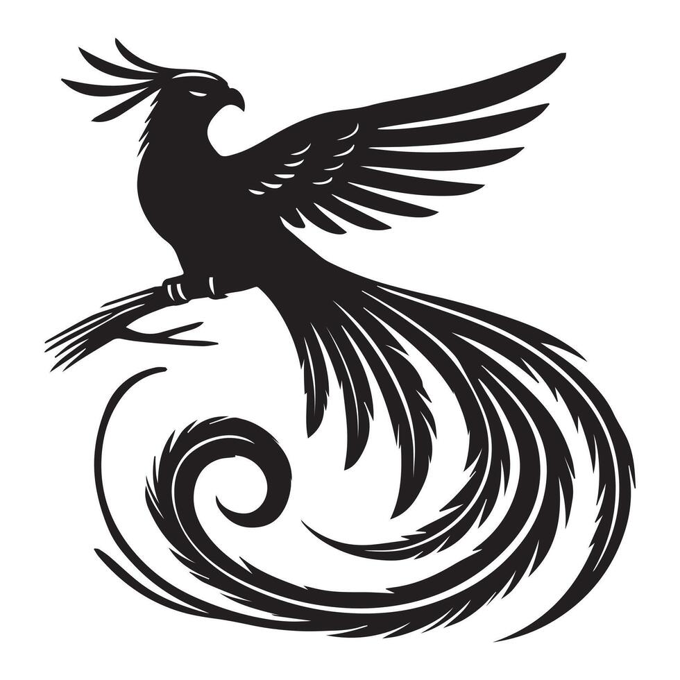 Phoenix bird silhouette silhouette on white background vector